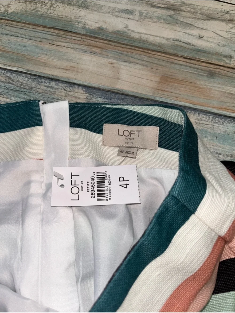 NWT LOFT Outlet Striped Cotton Mini Skirt Petite 4 Pink Green White